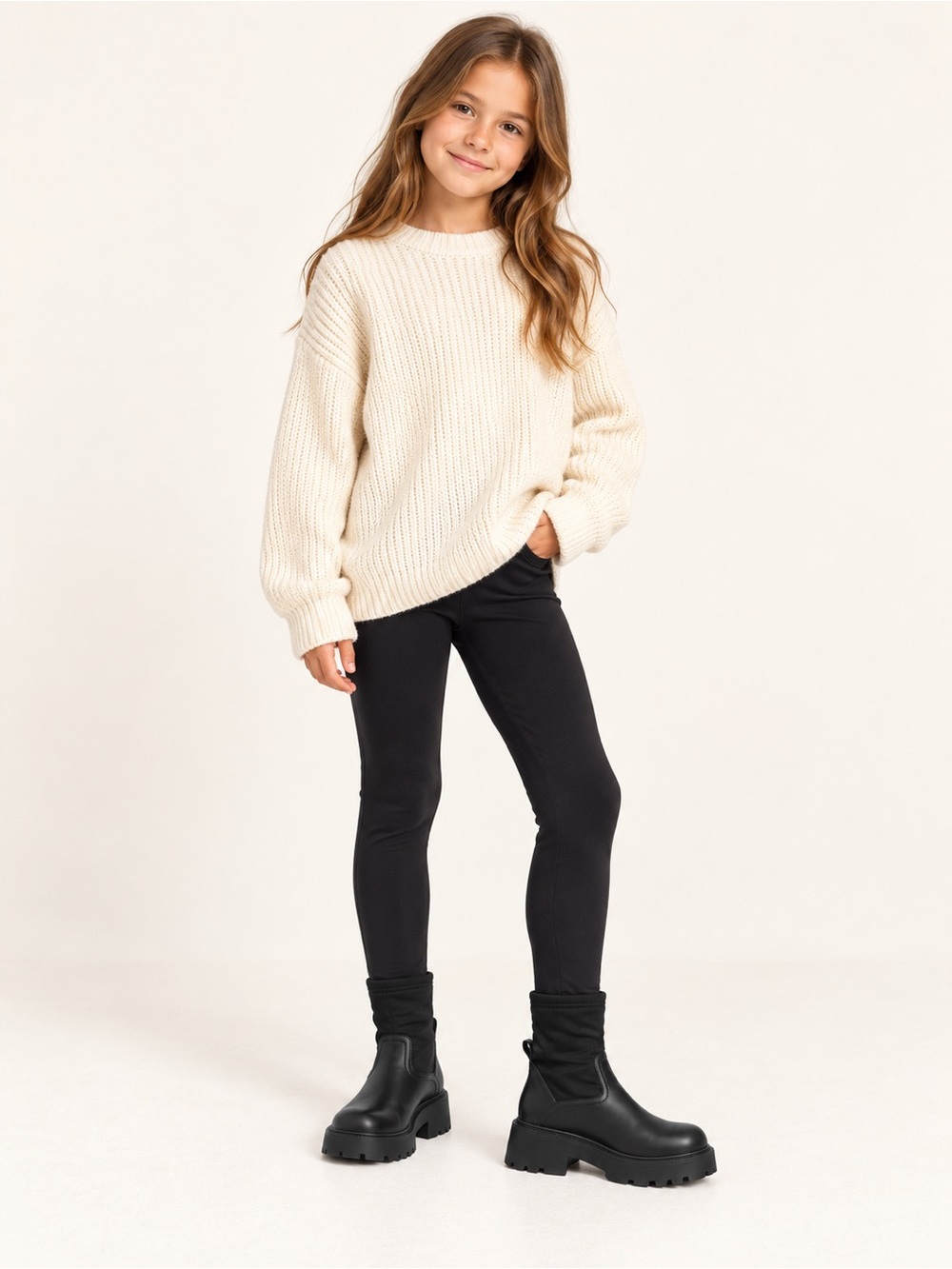 Zara Girls Black Chunky Lug Sole Sock Ankle Boots Zip EU 33 US 2 Worn Once
